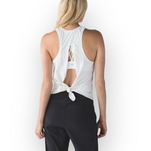 Lululemon All Tied Up Tank in Heathered White - Picture 3 of 7